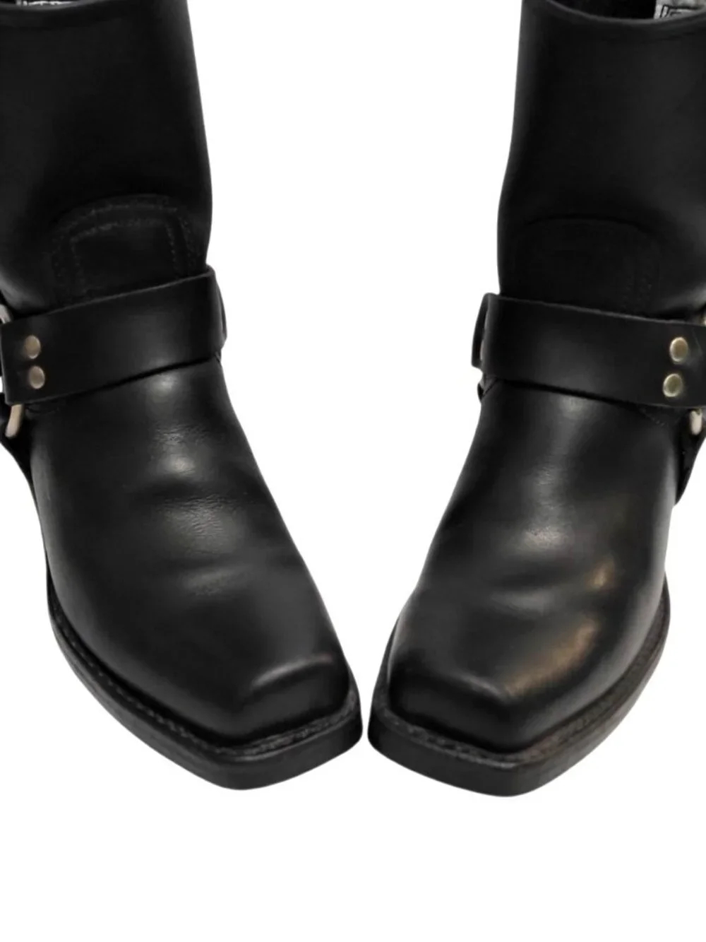 FRYE 8R Harness Short Boot Black Oiled Leather Western Cowgirl Moto Engineer